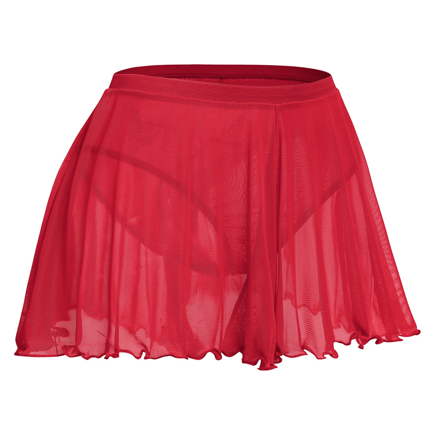 OFIVOM Women Mesh Sheer High Waist Ruffle Rave Booty Yoga Shorts See Thru Workout Dance Bottom Mini Hot Pants