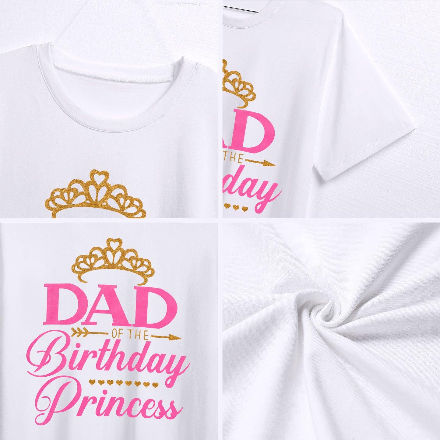 OMEWEE Dad of the Birthday Princess Marching T-shirts Men Letters Print Cotton Tee Shirts