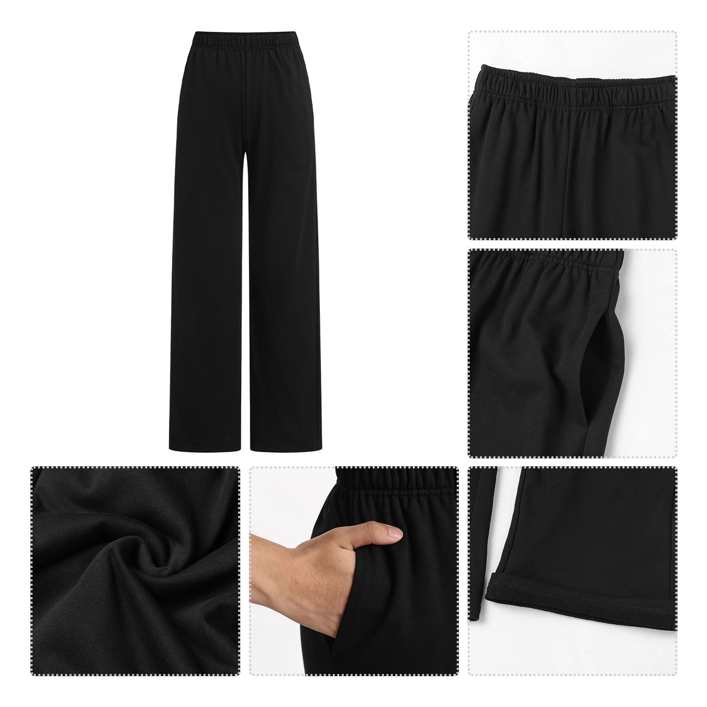 EDAGYM Womens Straight Leg Sweatpants Cotton High Waisted Baggy Athletic Joggers Lounge Pants with Pockets