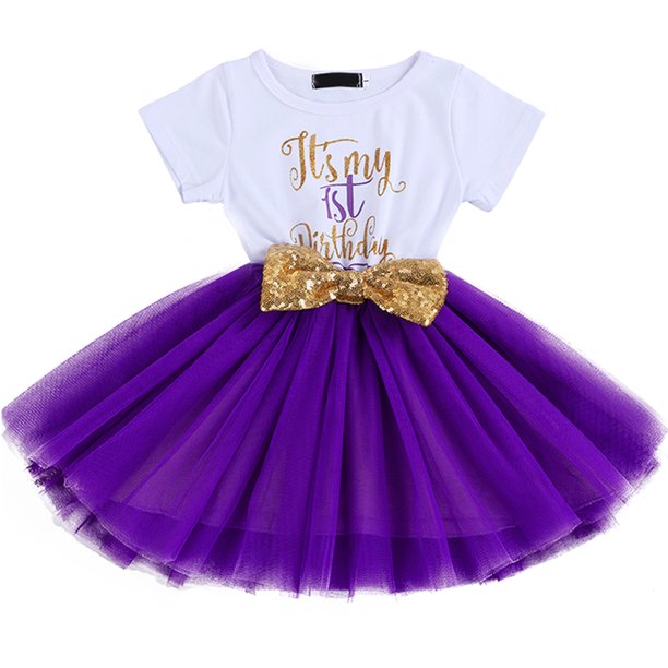 Baby Girls 1st Birthday Leisure Cake Smash Clothes, Short Shiny Letter Printed Sequin Bow Tulle Spliced Tutu Princess Dress