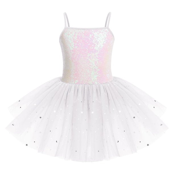 Kids baby girl ballet dancewear gymnastics outfits Sequins Camisole Ballet Dance Dress