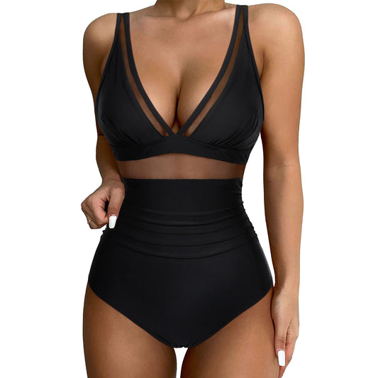 OFIVOM	 Sexy One Piece Swimsuits Tummy Control V Neck Mesh Cutout High Waisted Bikini Tankini Monokini Romper Bathing Swimwear