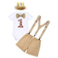 Baby Boys 1st Birthday Bow Tie Romper, Short Pants, Suspenders & Headband Leisure Outfit Set, 4-Piece, 12 Months