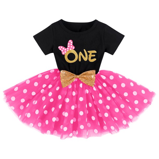 Baby Girls 1st Birthday Leisure Cake Smash Clothes, Short Shiny Letter Printed Sequin Bow Tulle Spliced Tutu Princess Dress