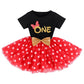 Baby Girls 1st Birthday Leisure Cake Smash Clothes, Short Shiny Letter Printed Sequin Bow Tulle Spliced Tutu Princess Dress