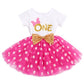 Baby Girls 1st Birthday Leisure Cake Smash Clothes, Short Shiny Letter Printed Sequin Bow Tulle Spliced Tutu Princess Dress