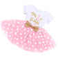 Baby Girls 1st Birthday Leisure Cake Smash Clothes, Short Shiny Letter Printed Sequin Bow Tulle Spliced Tutu Princess Dress