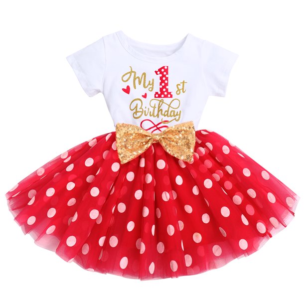 Baby Girls 1st Birthday Leisure Cake Smash Clothes, Short Shiny Letter Printed Sequin Bow Tulle Spliced Tutu Princess Dress