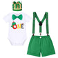 Baby Boys 1st Birthday Bow Tie Romper, Short Pants, Suspenders & Headband Leisure Outfit Set, 4-Piece, 12 Months