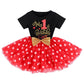 Baby Girls 1st Birthday Leisure Cake Smash Clothes, Short Shiny Letter Printed Sequin Bow Tulle Spliced Tutu Princess Dress
