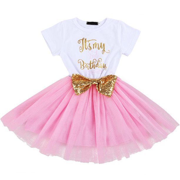 Baby Girls 1st Birthday Leisure Cake Smash Clothes, Short Shiny Letter Printed Sequin Bow Tulle Spliced Tutu Princess Dress