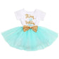 Baby Girls 1st Birthday Leisure Cake Smash Clothes, Short Shiny Letter Printed Sequin Bow Tulle Spliced Tutu Princess Dress