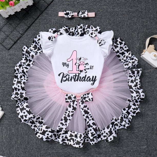 Baby Girls 1st Birthday Cake Smash Outfit Princess Romper + Tutu Skirt – IBTOM  CASTLE Store